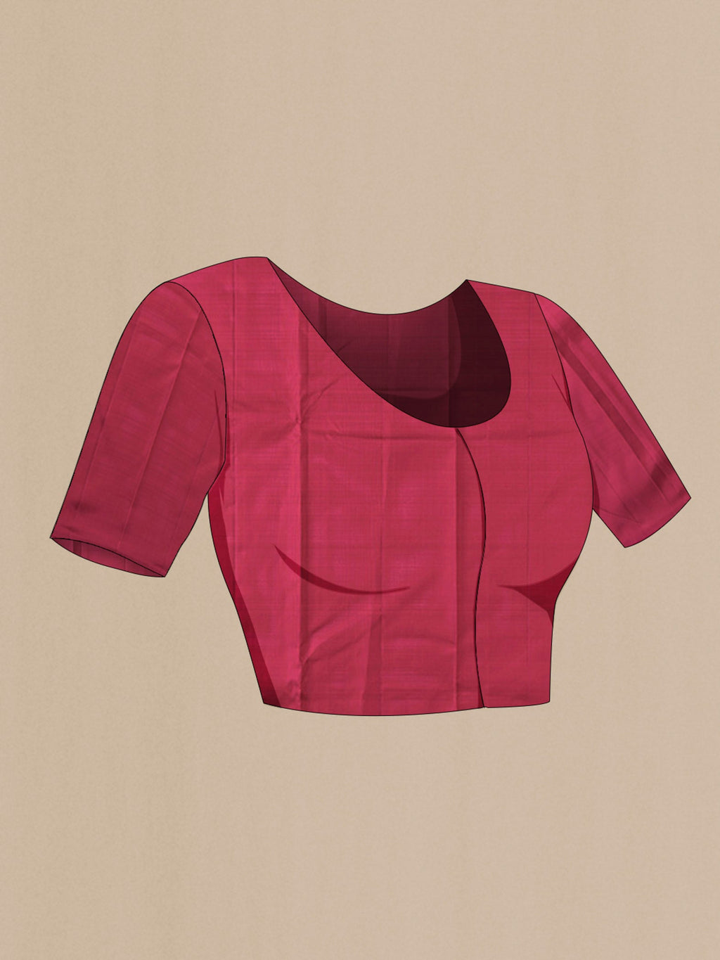 Close up image of the blouse of Mauve Kanchipuram Silk Saree with Plain Body and Temple Border