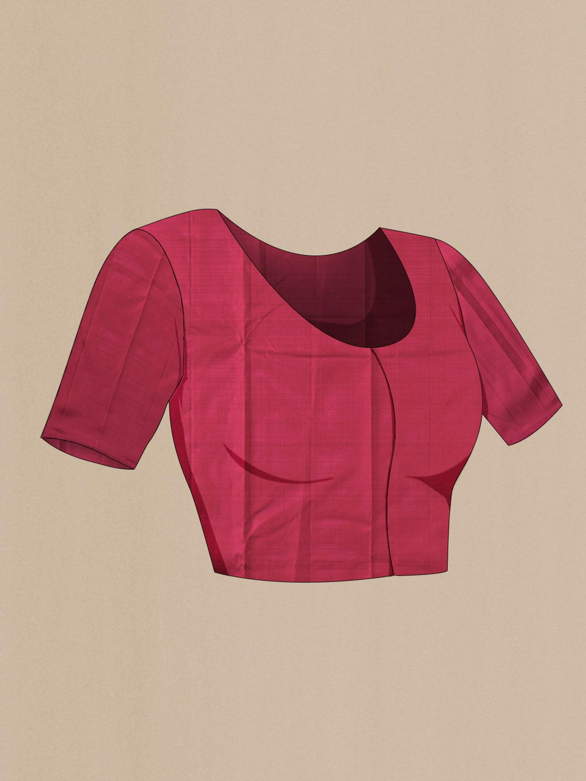 Close up image of the blouse of Mauve Kanchipuram Silk Saree with Plain Body and Temple Border