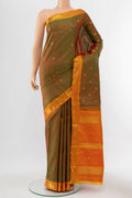 Pure Silk Pure Zari Light Green Kanchipuram Saree with Zari Brocade on the body and Silk Border displayed on a mannequin