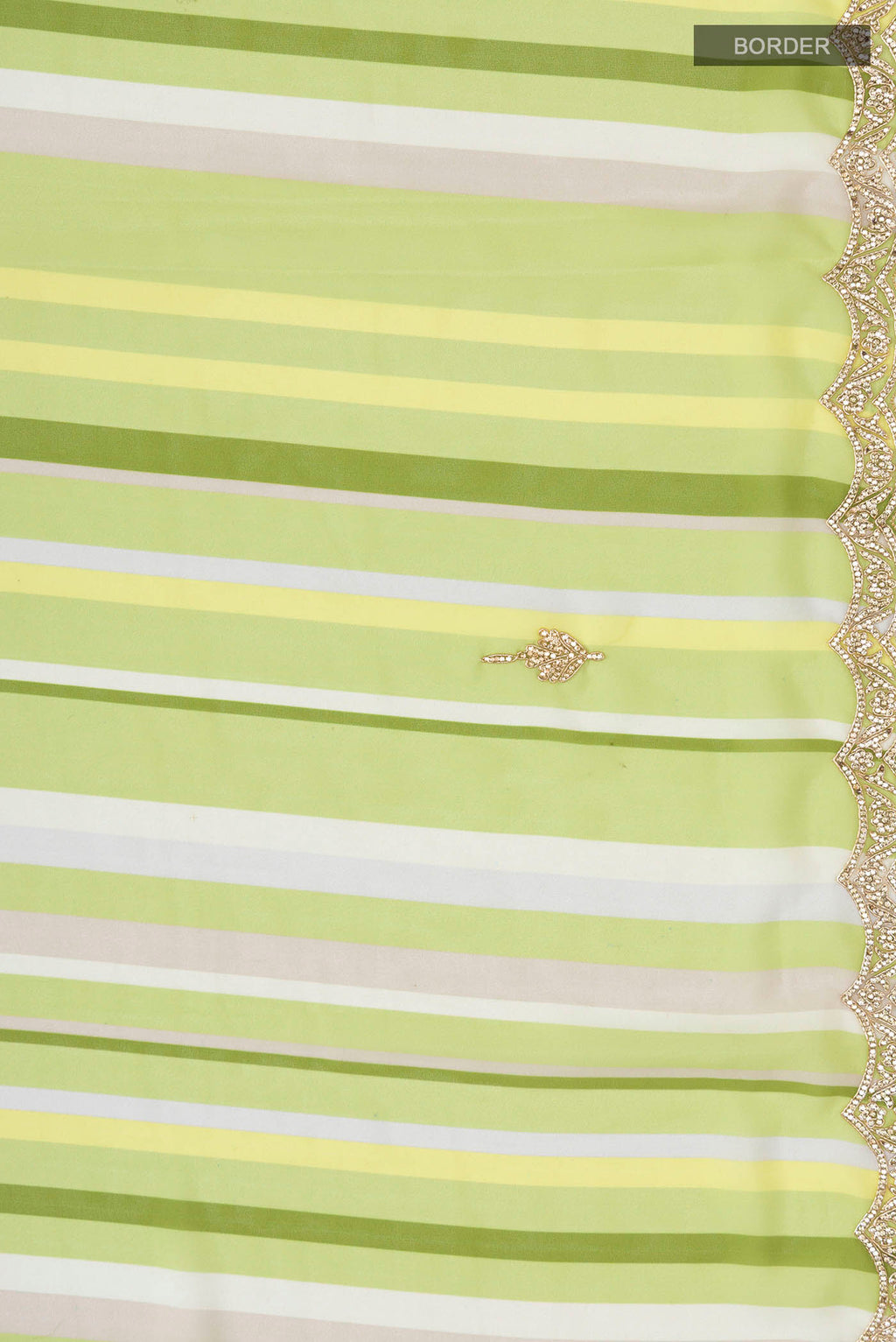 Border image of Green Georgette Saree with Embroidery on the body and Embroidery Border