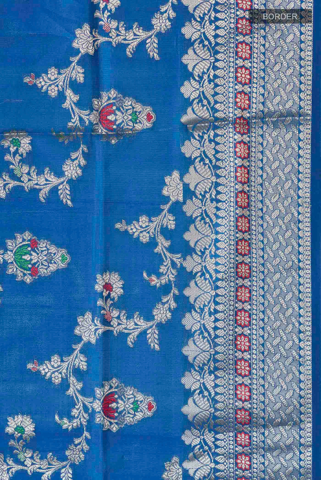 Border image of Blue Banarasi Raw Silk Saree with Zari Butta on the body and Zari Border