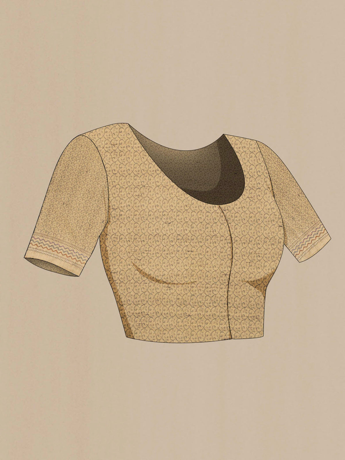 Close up image of the blouse of Brown Art Silk Saree with Embroidery on the body and Embroidery Border. 