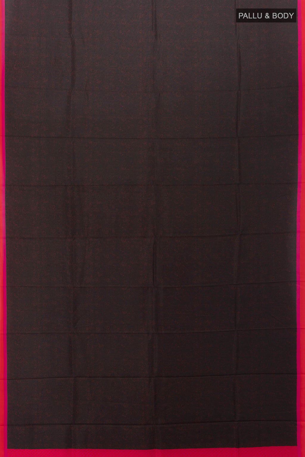 Flat view of Black Printed Silk Saree with Printed design on the body and Silk Border