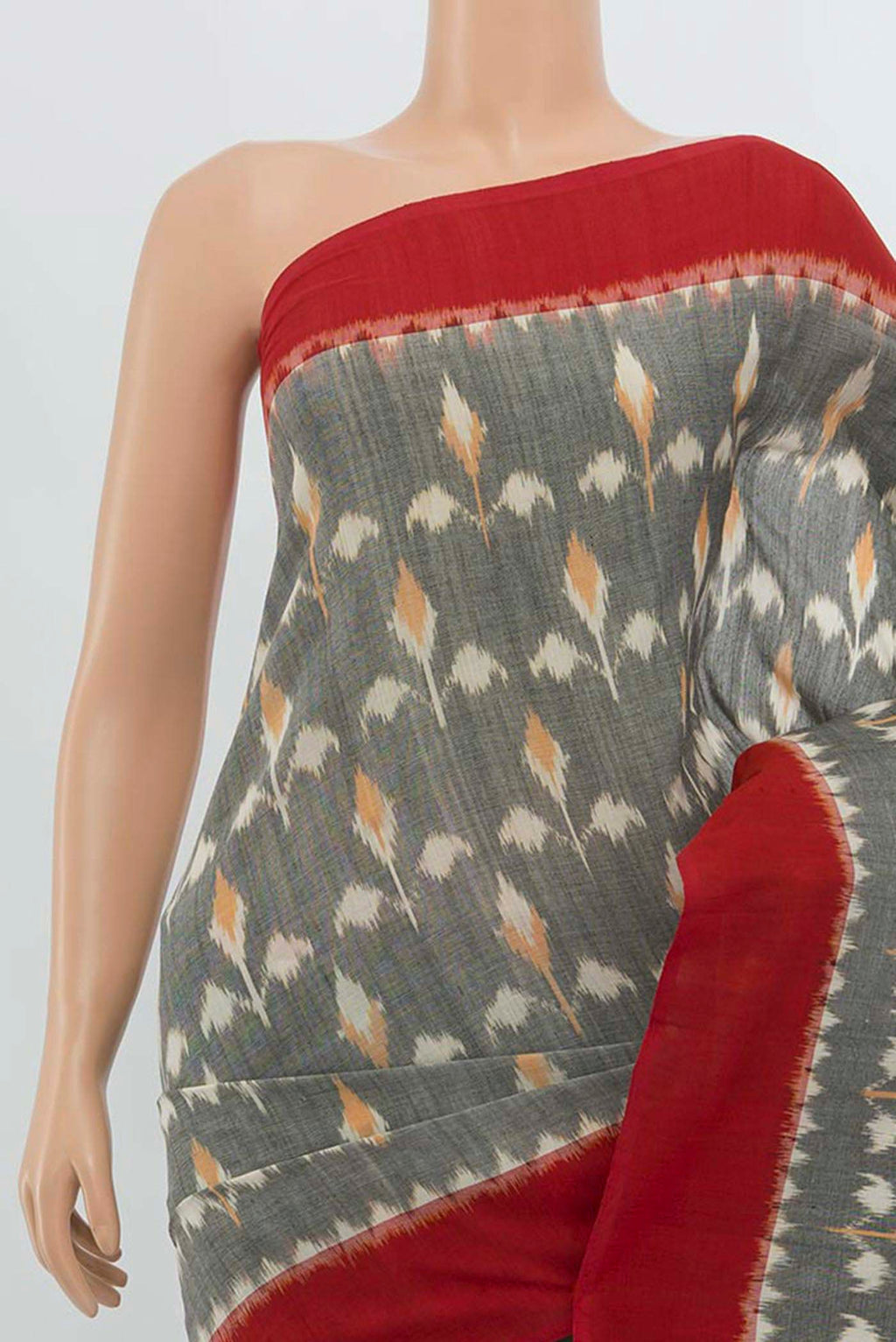 Border image of Multi Color Pochampally Cotton Saree with Checked design on the body and Checks Border. 
