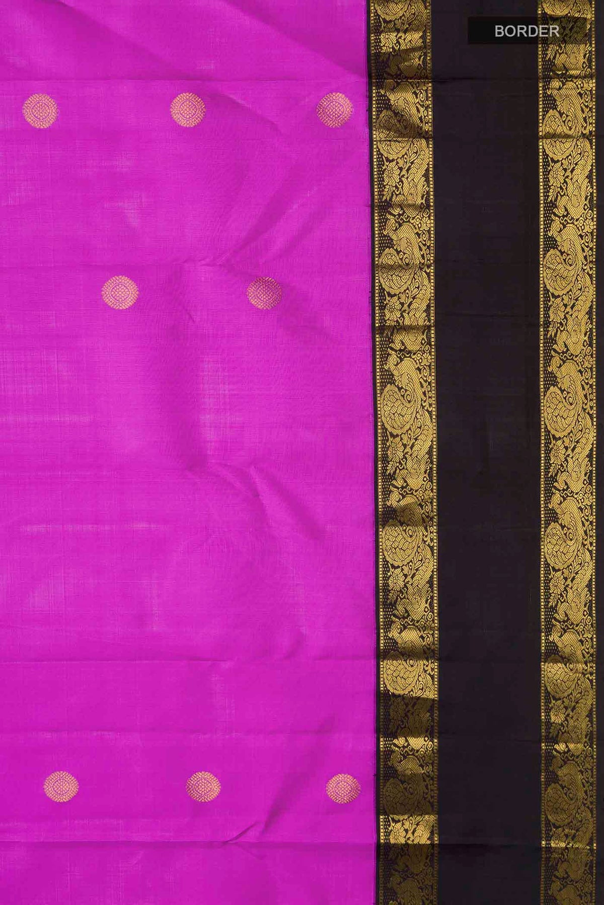 Border image of Violet Kanchipuram Silk Saree with Zari Butta on the body and Zari Border