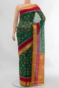 Green Silk Cotton Saree with Zari Butta on the body and Silk Border displayed on a mannequin