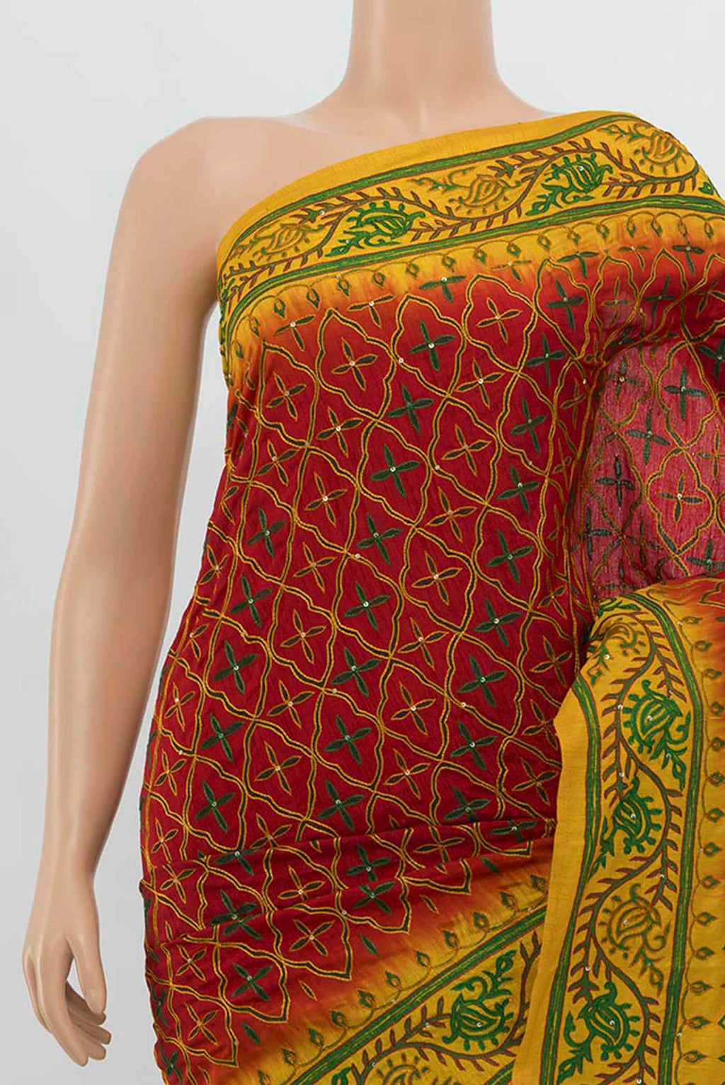 Border image of Maroon Art Silk Saree with Embroidery on the body and Silk Border. 