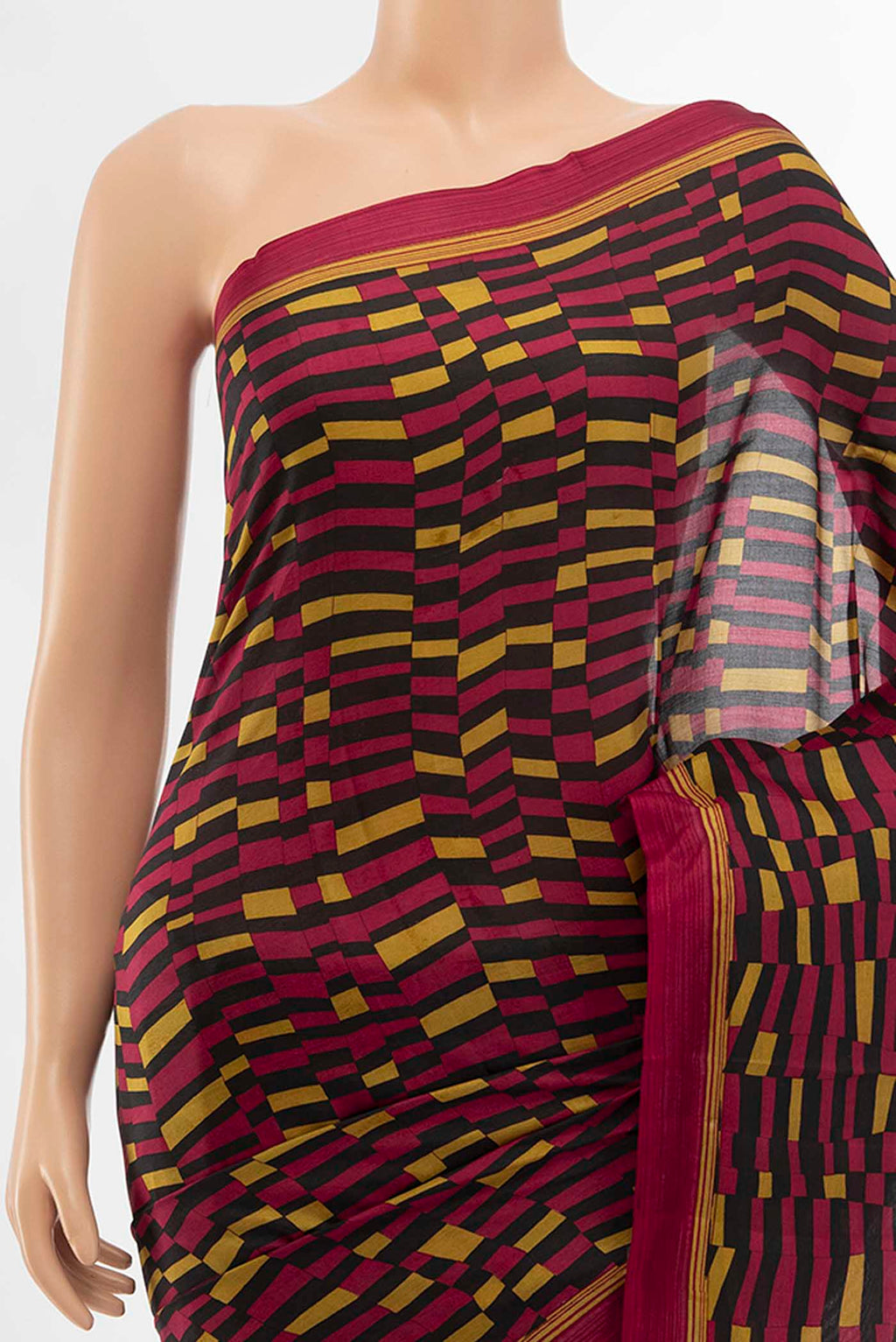 Border image of Black Printed Silk Saree with Floral Print on the body and Fancy Border