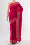 Dark Pink Tussar Silk Saree with Zari Butta on the body and Silk Border displayed on a mannequin