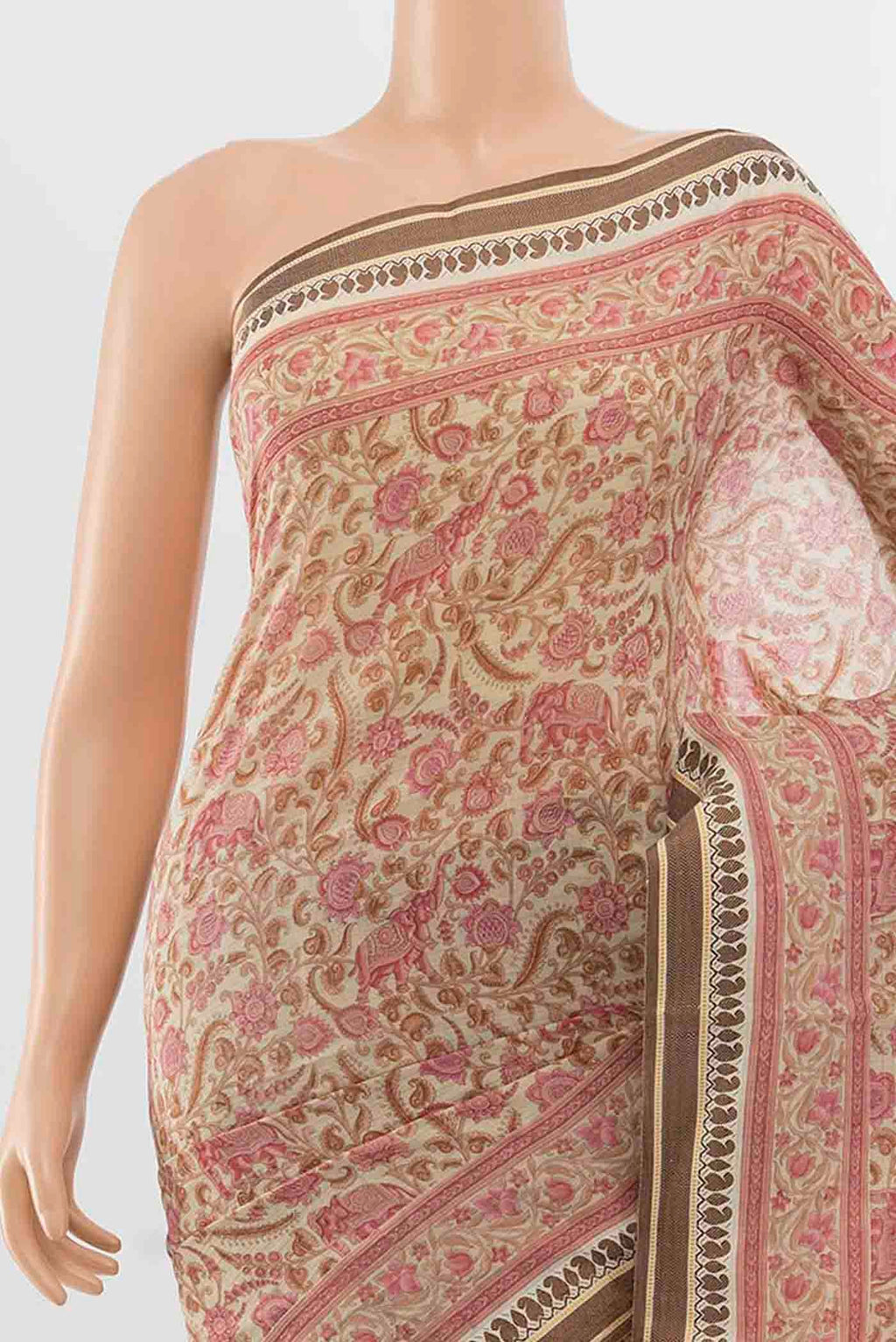 Border image of Cream Maheshwari Silk Saree with Thread Butta on the body and Thread Border