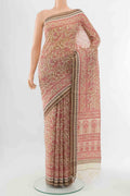 Cream Maheshwari Silk Saree with Thread Butta on the body and Thread Border displayed on a mannequin