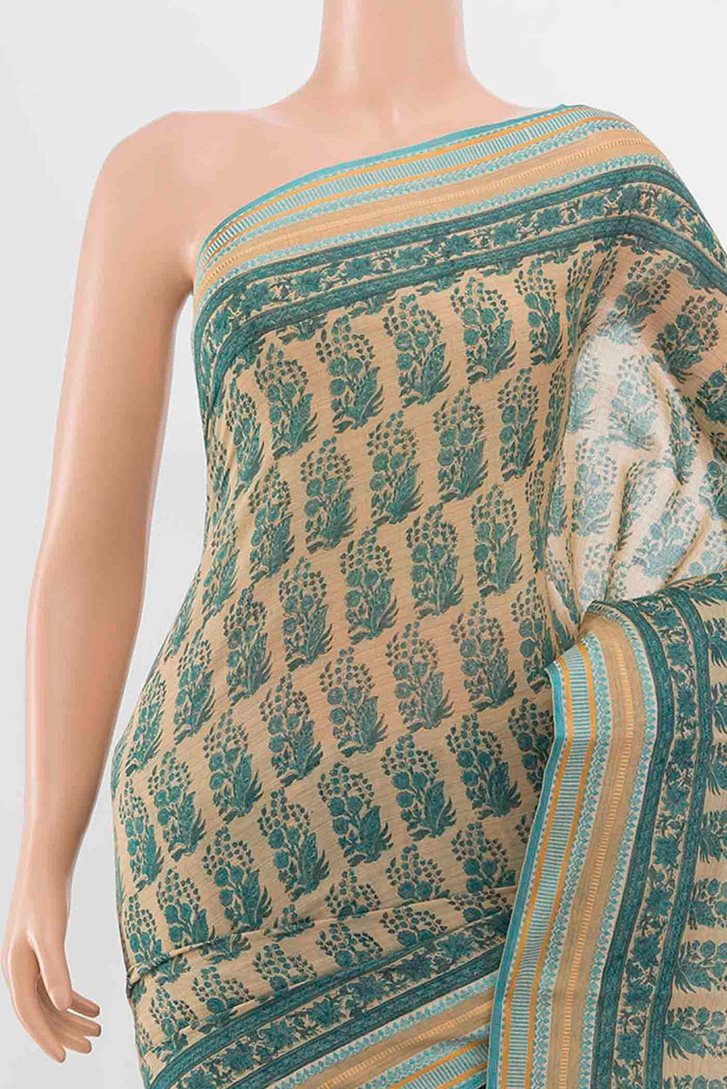 Border image of Beige Maheshwari Silk Cotton Saree with Zari Butta on the body and Fancy Border