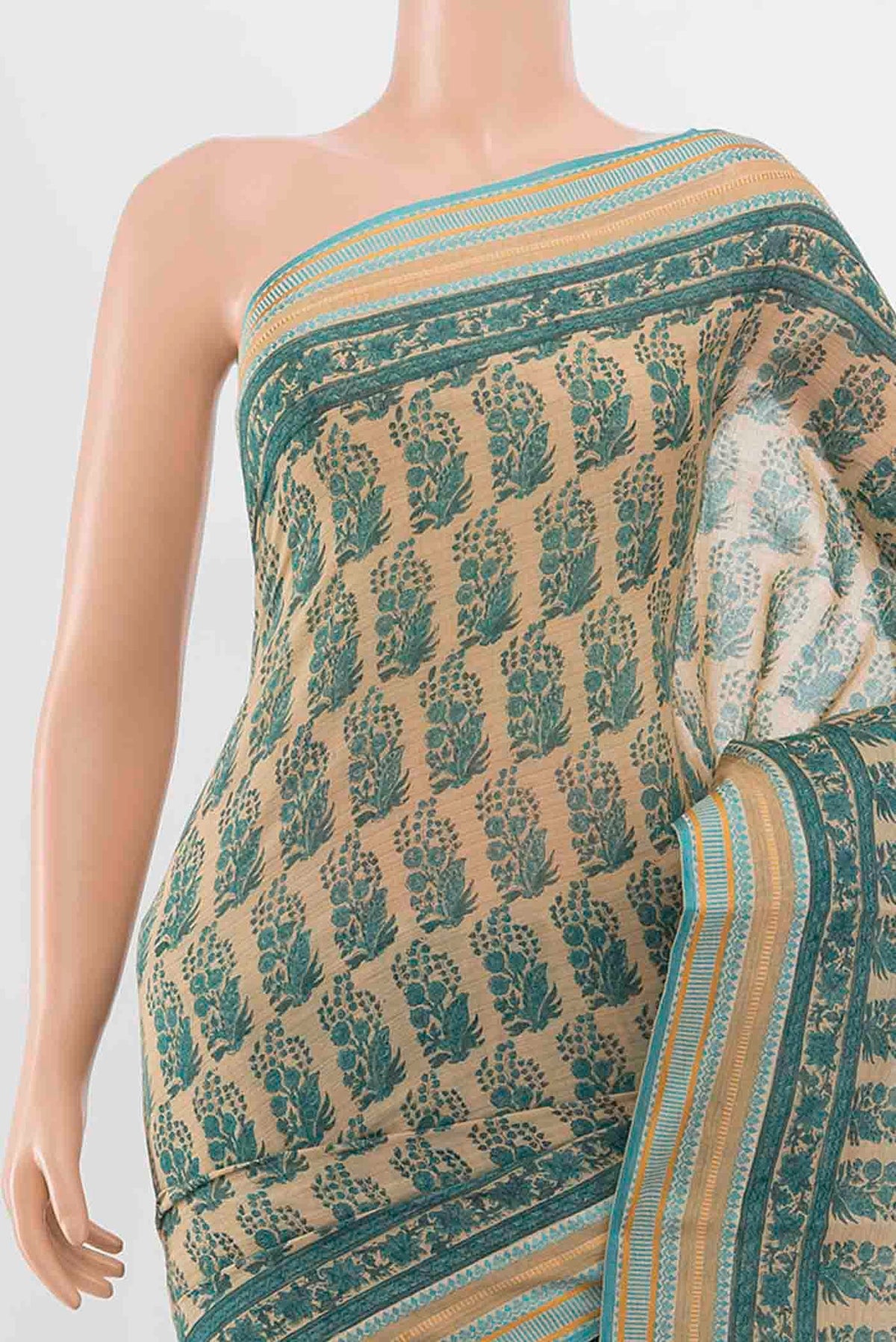 Border image of Beige Maheshwari Silk Cotton Saree with Zari Butta on the body and Fancy Border