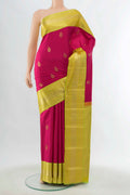 Dark Pink Kanchipuram Silk Saree with Zari Butta on the body and Silk Border displayed on a mannequin