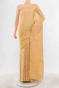 Pure Silk Pure Zari Cream Kanchipuram Saree with Zari Butta on the body and Silk Border.  displayed on a mannequin