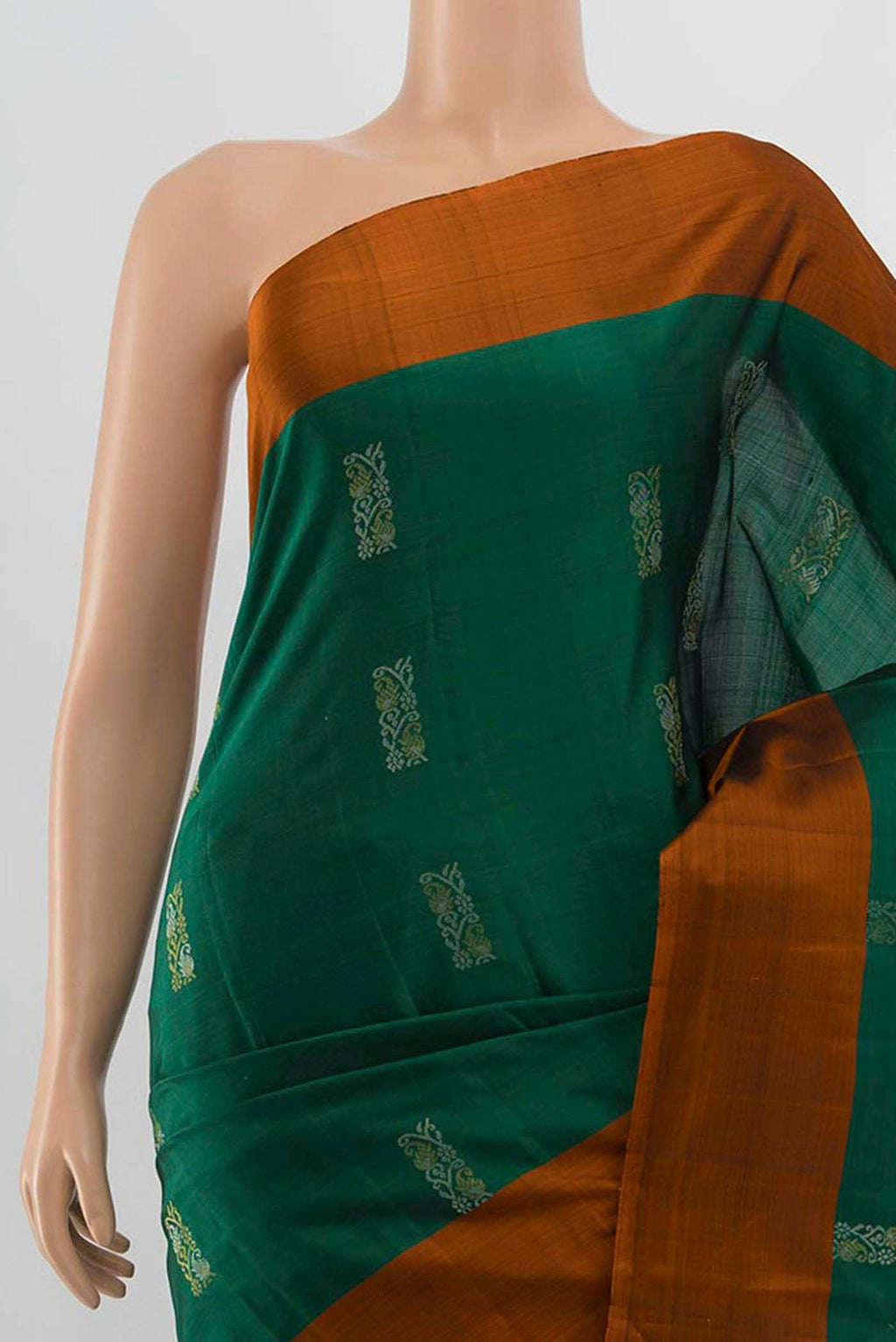 Border image of Bottle Green Kanchipuram Silk Saree with Zari Brocade on the body and Silk Border