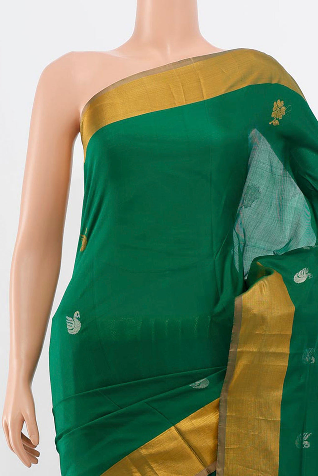 Border image of Light Green Uppada Silk Saree with Zari Butta on the body and Silk Border. 