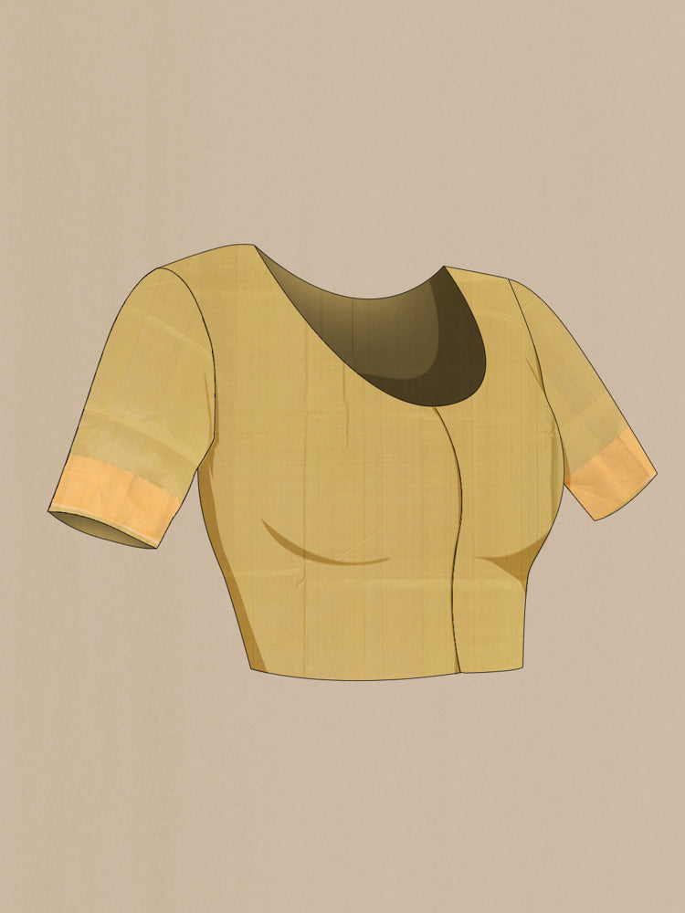 Close up image of the blouse of Pure Silk Pure Zari Light Green Uppada Saree with Zari Butta on the body and Silk Border. 