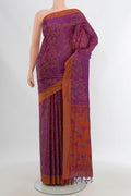Purple Soft Silk Saree with Jacquard design on the body and Thread Border.  displayed on a mannequin