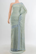 Light Blue Soft Silk Saree with Jacquard design on the body and Thread Border.  displayed on a mannequin