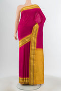 Dark Pink Bangalore Silk Saree with Zari Butta on the body and Zari Border.  displayed on a mannequin