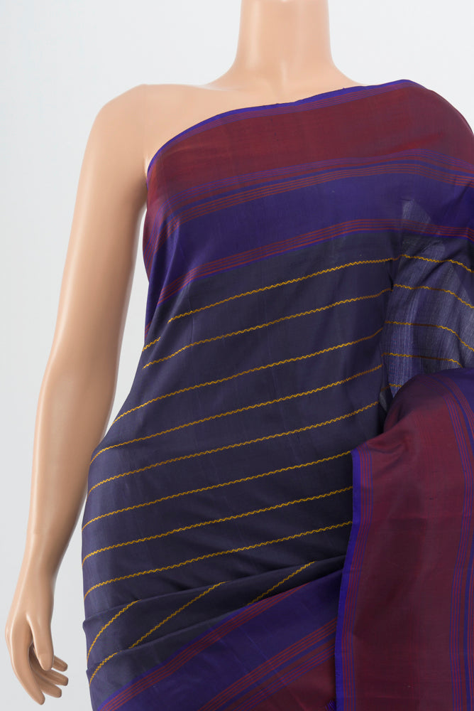 Border image of Pure Silk Pure Zari Multi Color Kanchipuram Saree with Zari Butta on the body and Silk Border. 