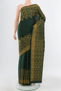 Pure Silk Pure Zari Mint Green Kanchipuram Saree with Zari Brocade on the body and Silk Border.  displayed on a mannequin