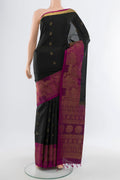 Coffee Brown Soft Silk Saree with Zari Butta on the body and Silk Border.  displayed on a mannequin
