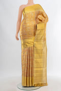 Pure Silk Pure Zari Golden Kanjivaram Tissue Saree with Zari Brocade on the body and Zari Border.  displayed on a mannequin