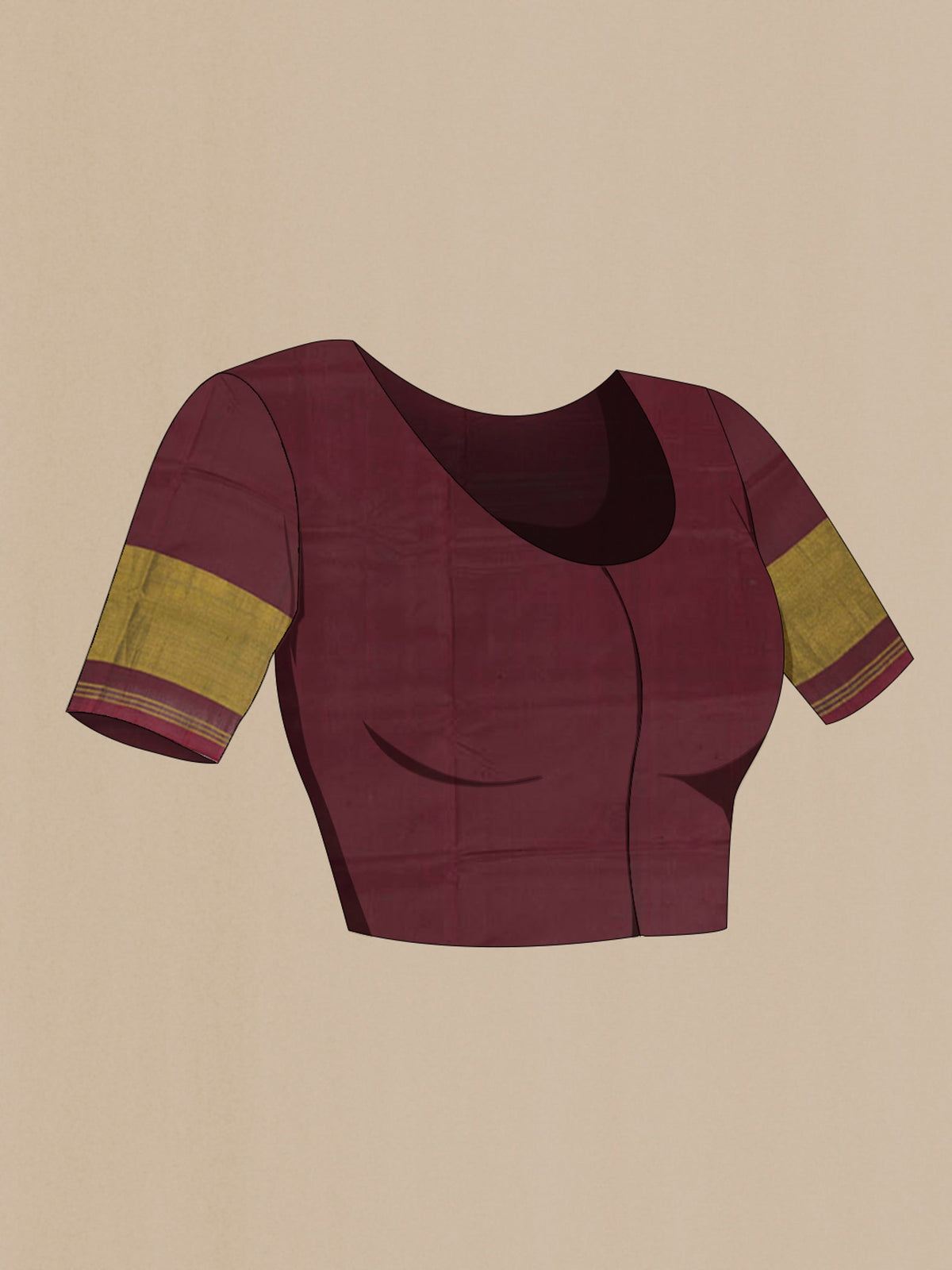 Close up image of the blouse of Coffee Brown Rajkot Patola Silk Saree with Pure Ikat on the body and Ikat Border. 