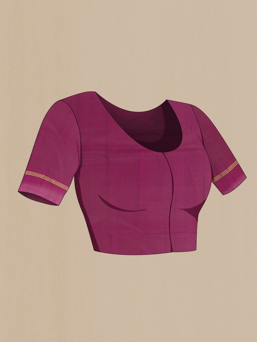 Close up image of the blouse of Black Soft Silk Saree with Zari Butta on the body and Plain Border. 