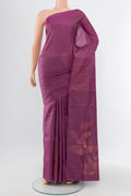 Bronze Soft Silk Saree with Zari Butta on the body and Silk Border.  displayed on a mannequin