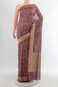 Lavender Banarasi Silk Saree with Thread Butta on the body and Zari Border.  displayed on a mannequin
