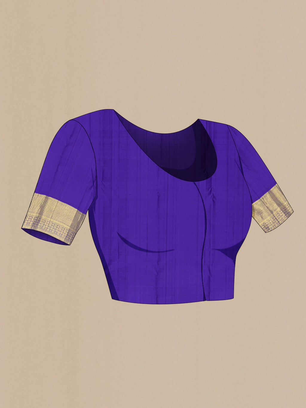 Close up image of the blouse of Green Kanchipuram Silk Saree with Zari Butta on the body and Zari Border. 