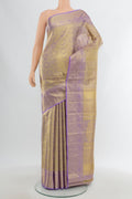 Lavender Kanchipuram Tissue Silk Saree with Zari Brocade on the body and Zari Border.  displayed on a mannequin