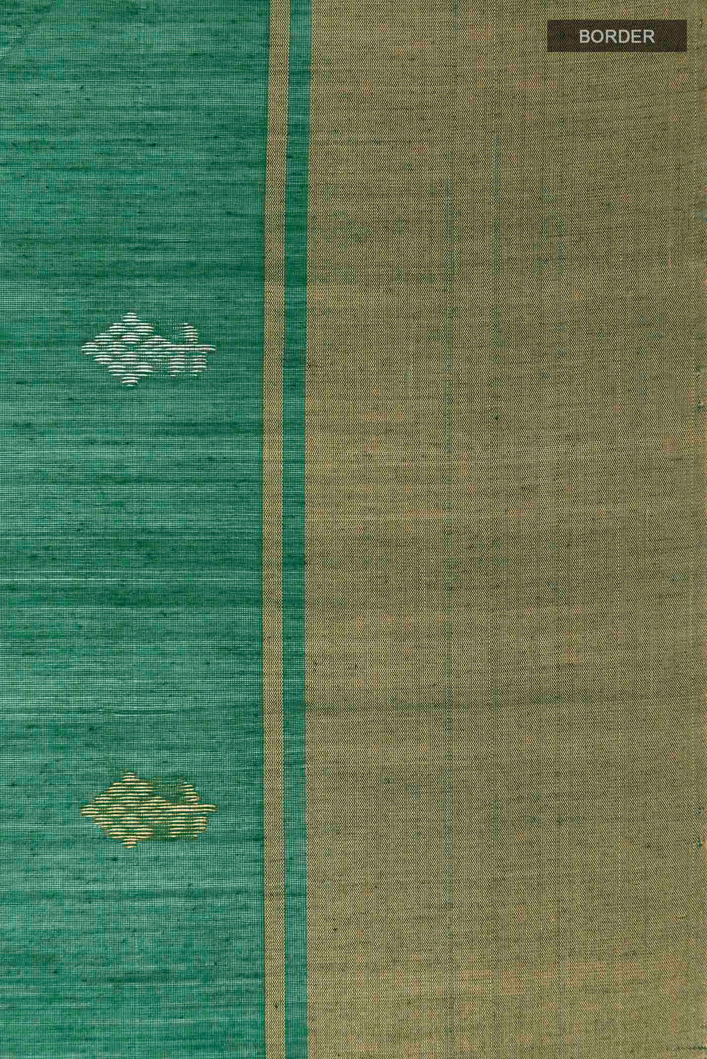 Border image of Green Chanderi Silk Cotton Saree with Zari Butta on the body and Zari Border