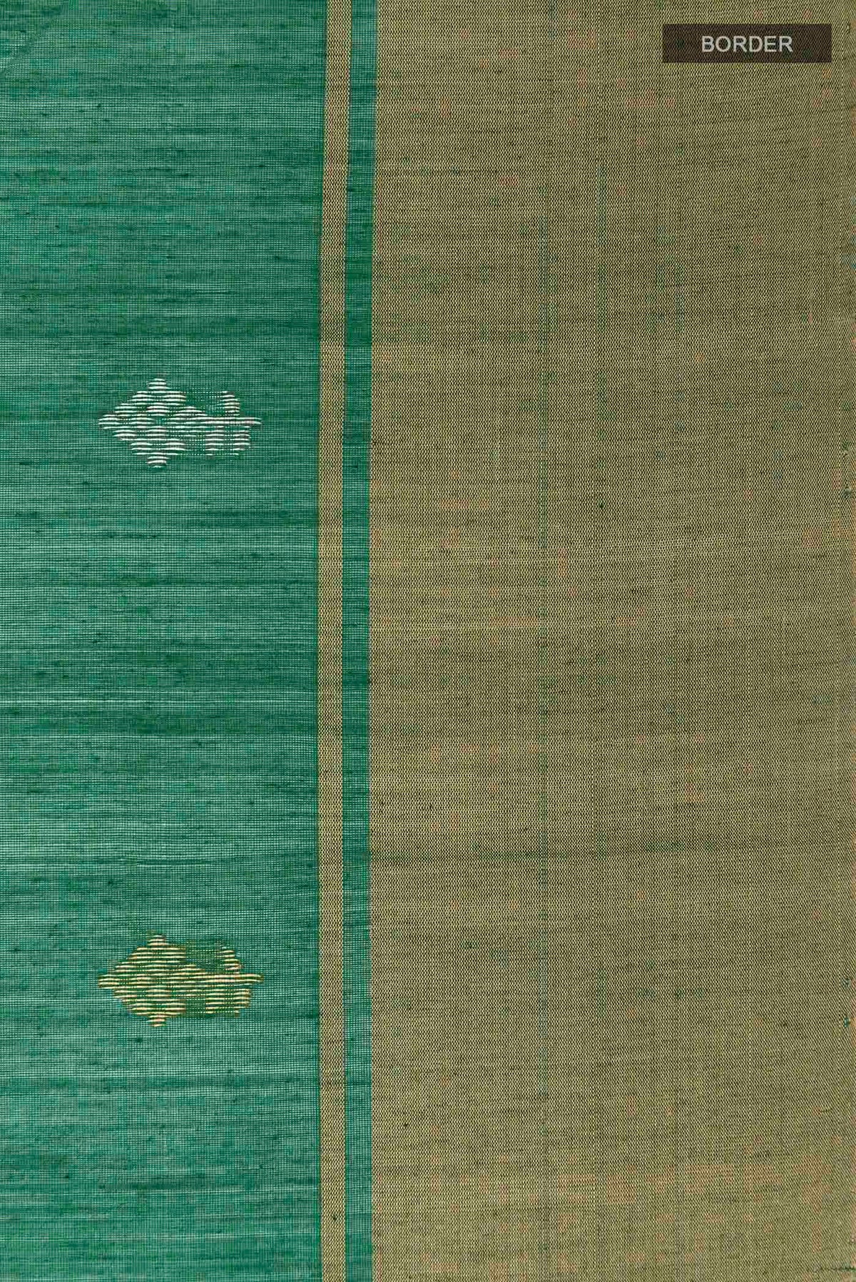 Border image of Green Chanderi Silk Cotton Saree with Zari Butta on the body and Zari Border