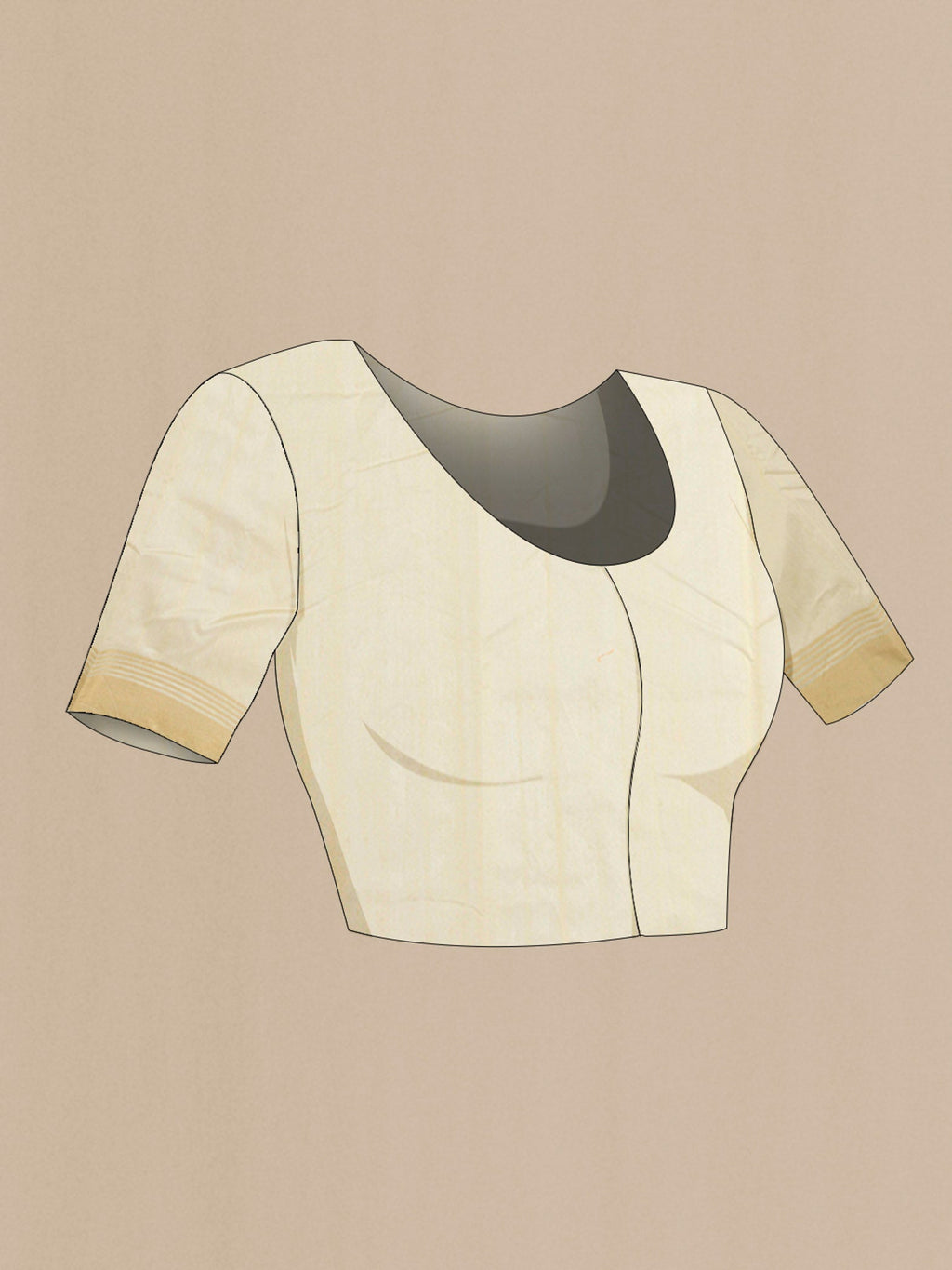 Close up image of the blouse of Lemon Yellow Chanderi Silk Cotton Saree with Thread Butta on the body and Zari Border