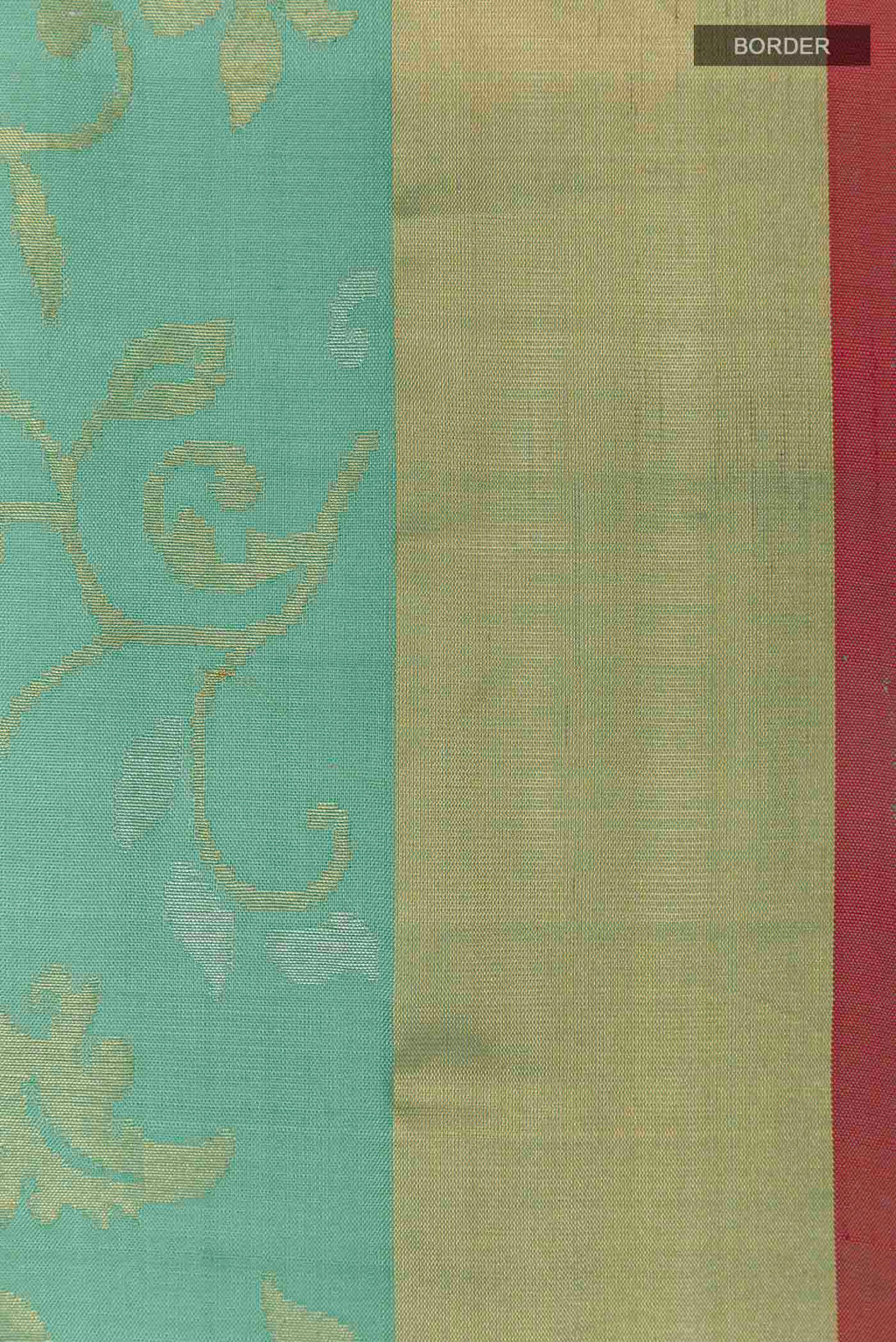 Border image of Pure Silk Pure Zari Sage Green Uppada Saree with Zari Brocade on the body and Zari Border