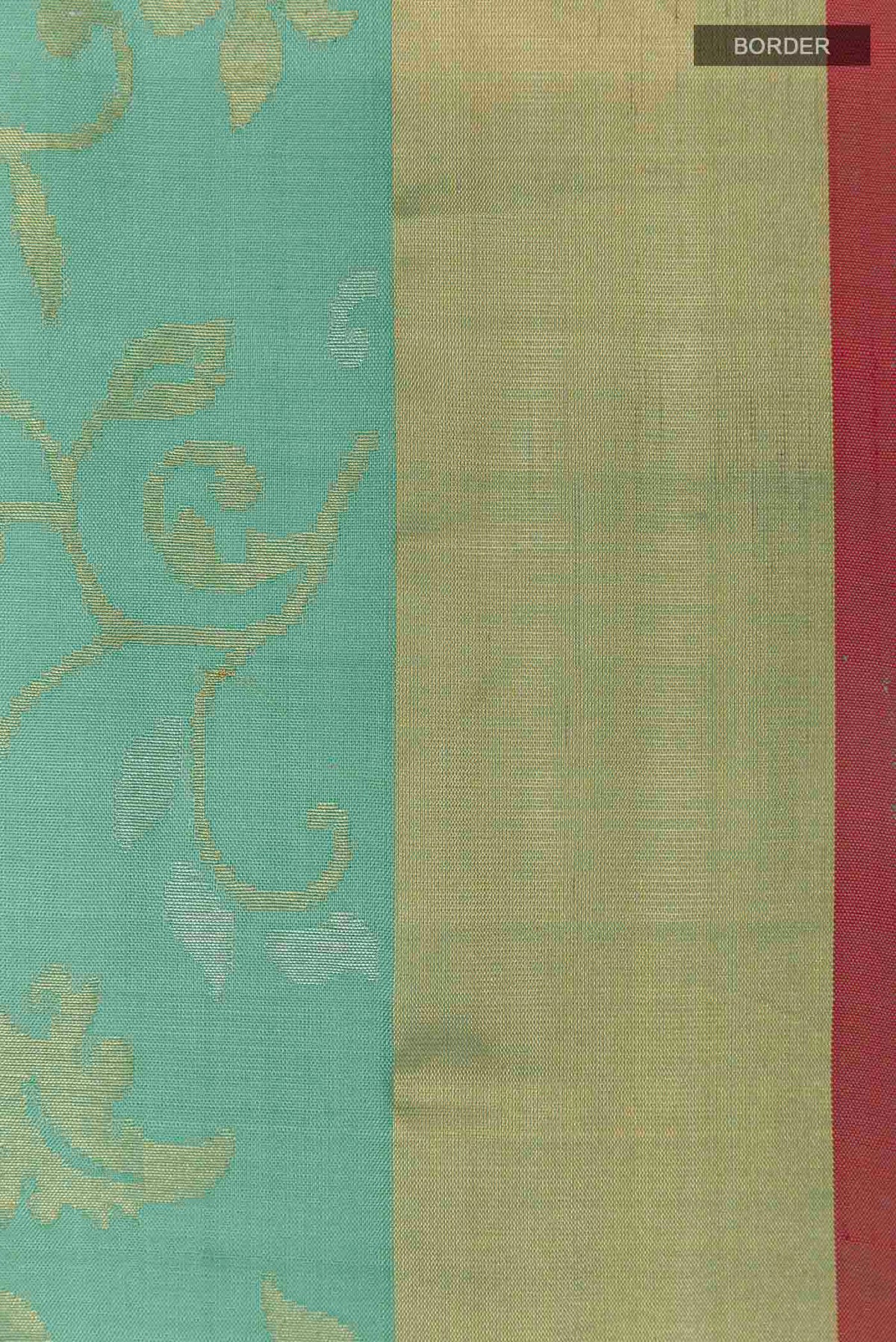 Border image of Pure Silk Pure Zari Sage Green Uppada Saree with Zari Brocade on the body and Zari Border