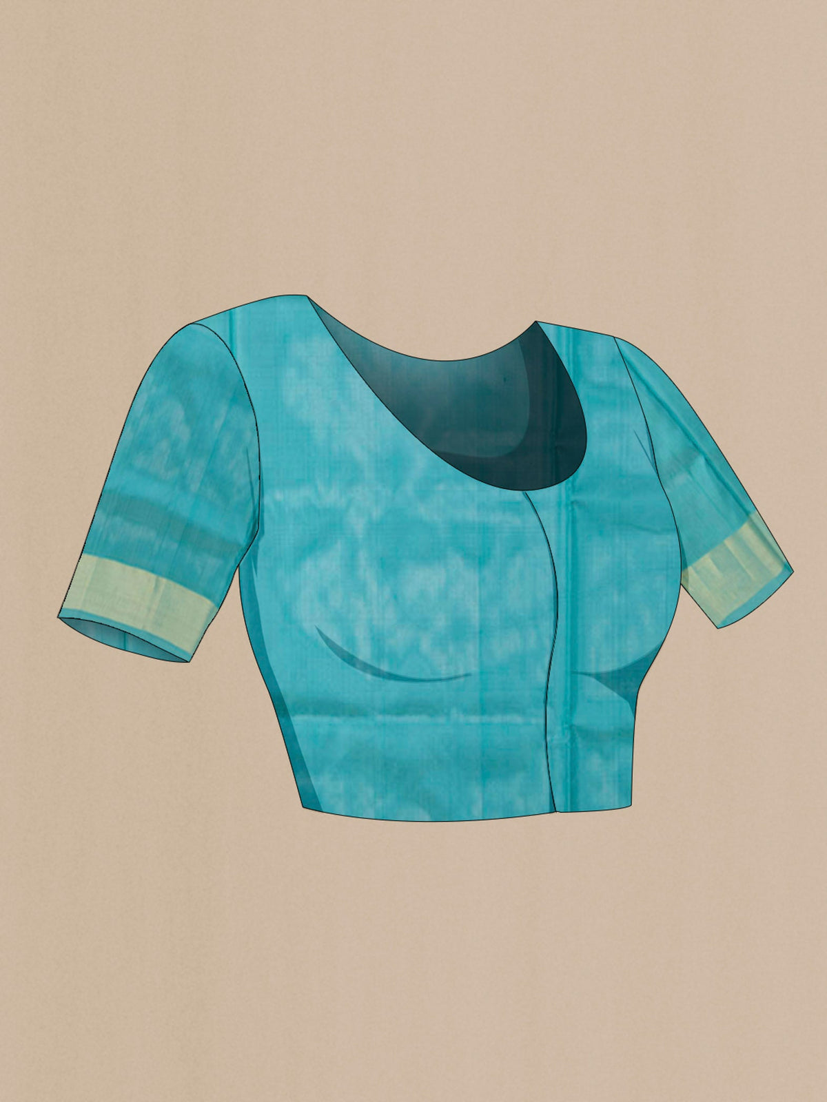 Close up image of the blouse of Pure Silk Pure Zari Blue Uppada Saree with Zari Brocade on the body and Zari Border