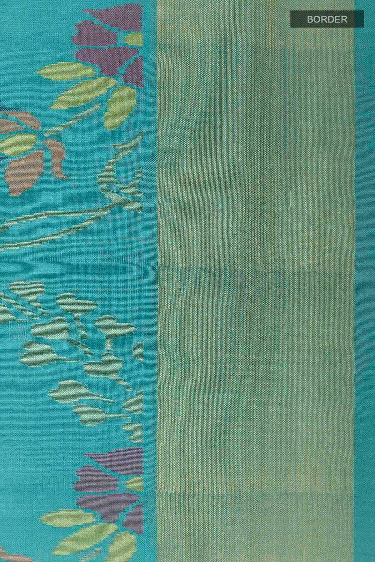 Border image of Pure Silk Pure Zari Blue Uppada Saree with Zari Brocade on the body and Zari Border
