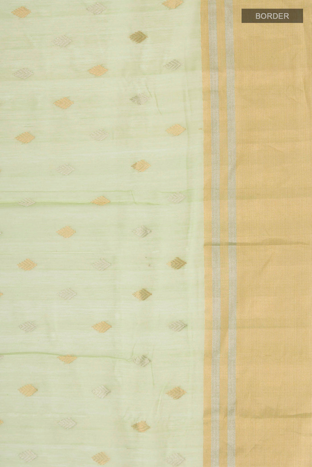 Border image of Green Chanderi Silk Cotton Saree with Zari Butta on the body and Zari Border