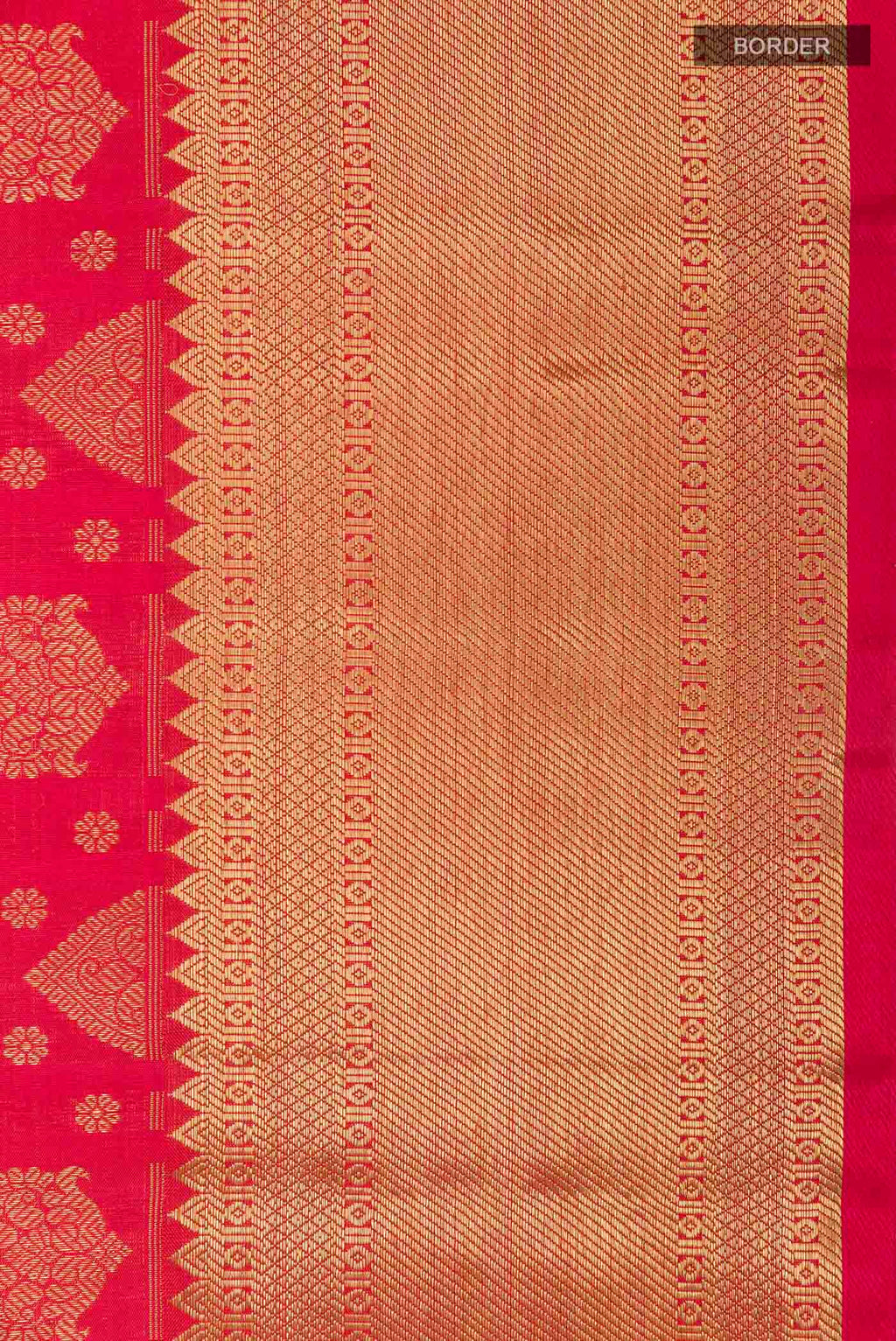 Border image of Pure Silk Pure Zari Red Kanchipuram Saree with Zari Butta on the body and Zari Border