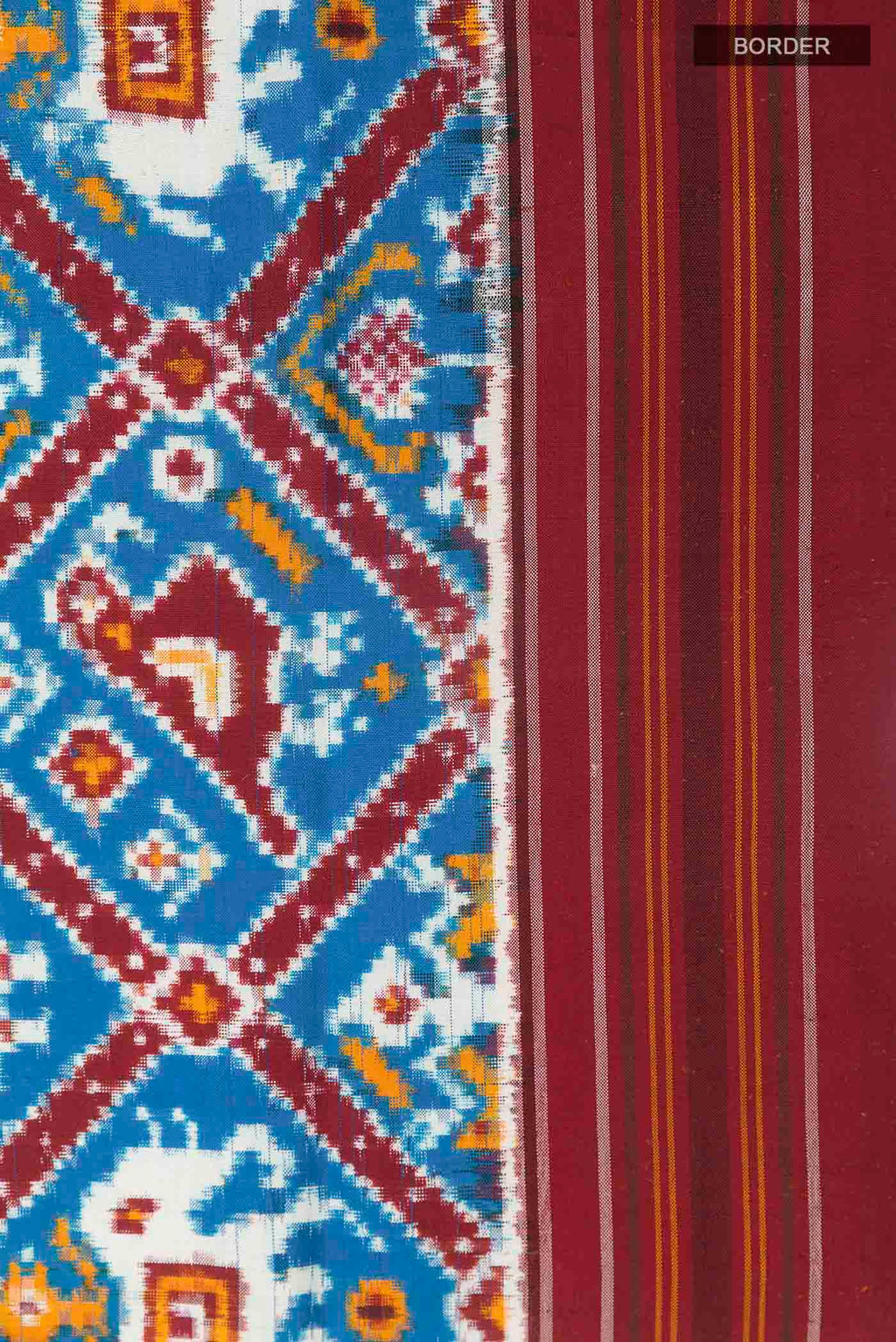 Border image of Blue Pochampally Silk Saree with Pure Ikat on the body and Ikat Border