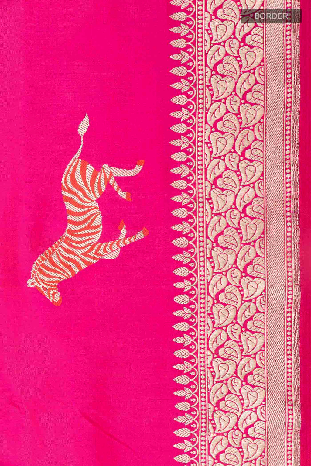 Border image of Pink Banarasi Silk Saree with Zari Butta on the body and Zari Border