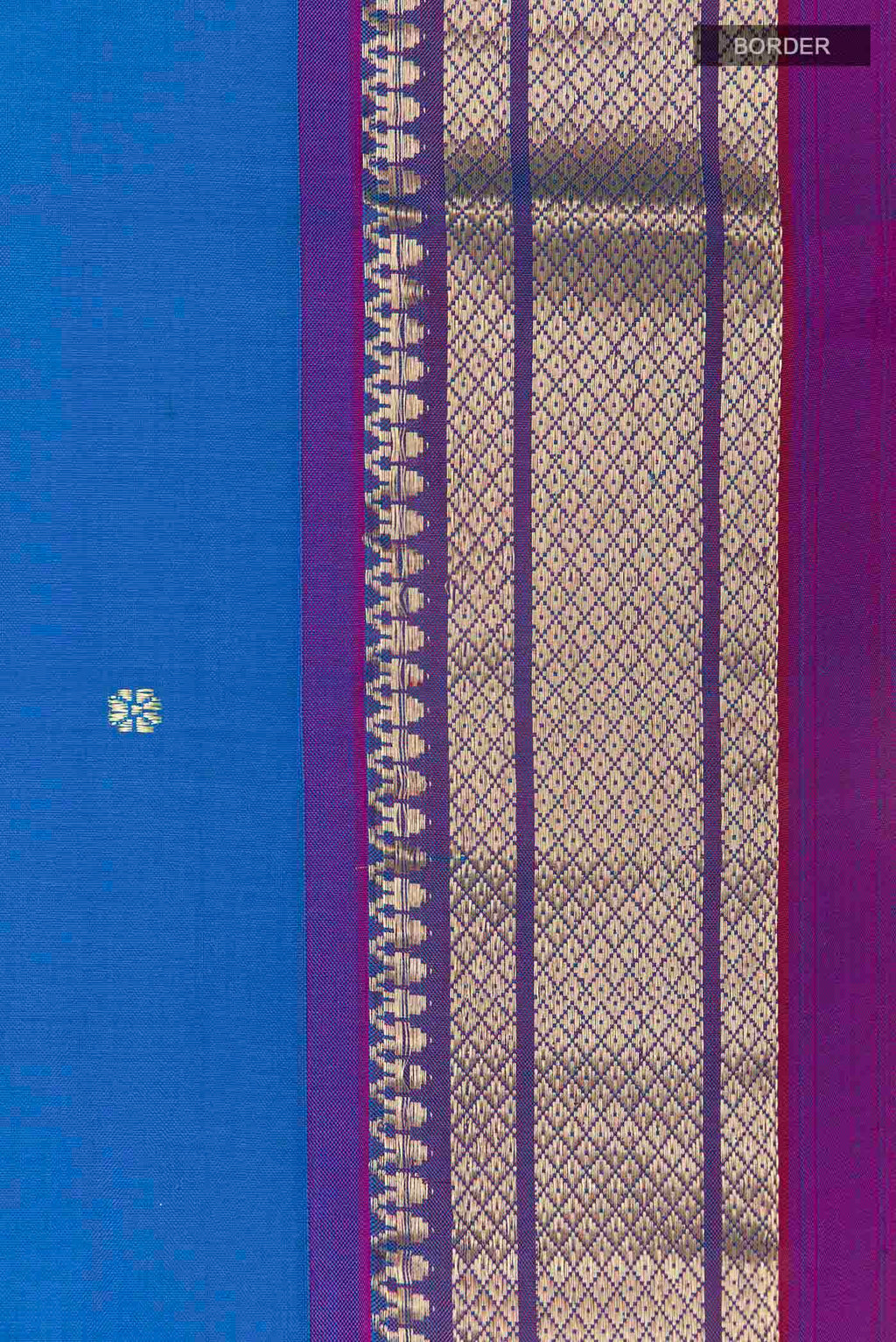 Border image of Blue Paithani Silk Saree with Zari Butta on the body and Zari Border