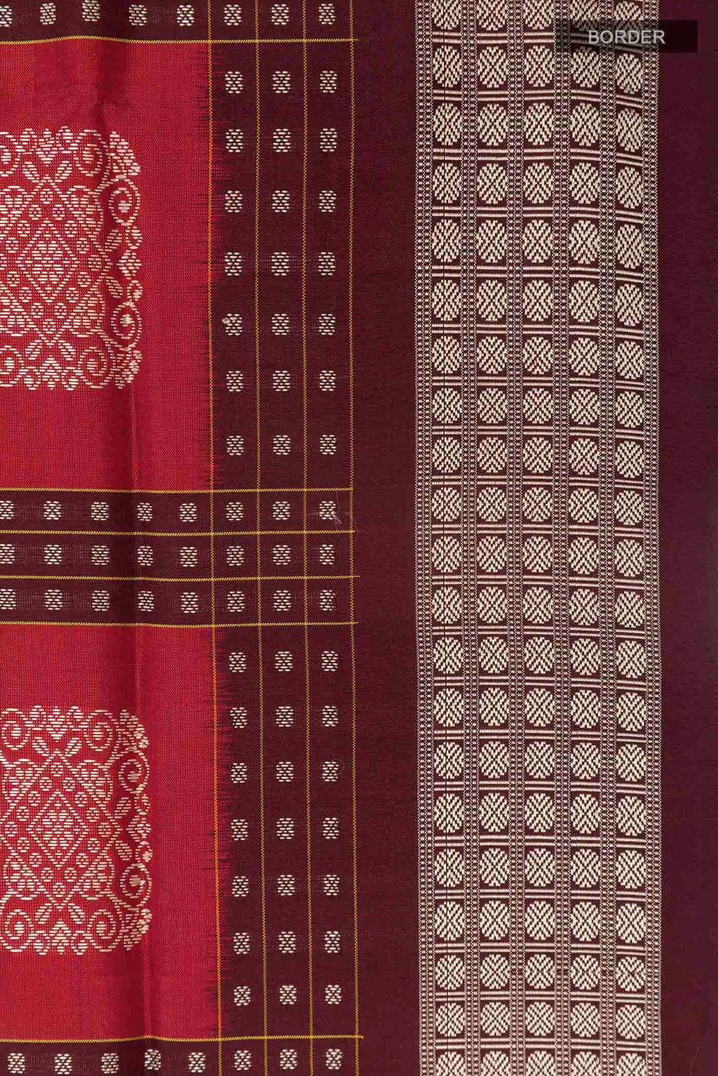 Border image of Maroon Orissa Silk Saree with Thread Butta on the body and Thread Border