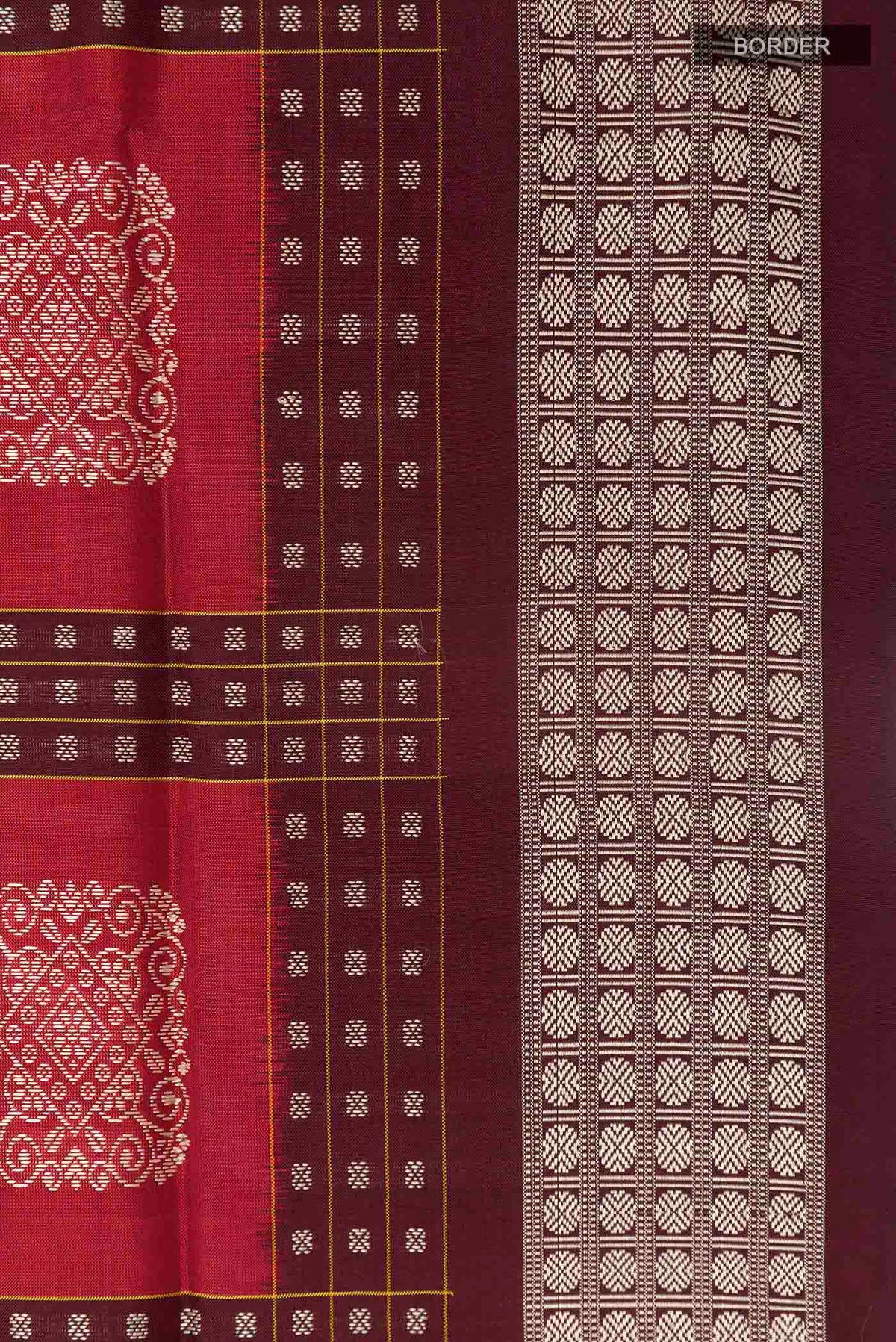 Border image of Maroon Orissa Silk Saree with Thread Butta on the body and Thread Border