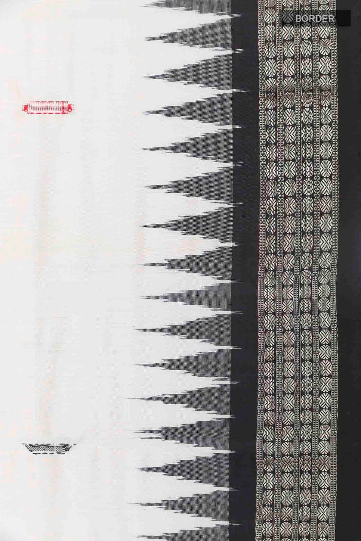 Border image of White Orissa Silk Saree with Thread Butta on the body and Zari Border